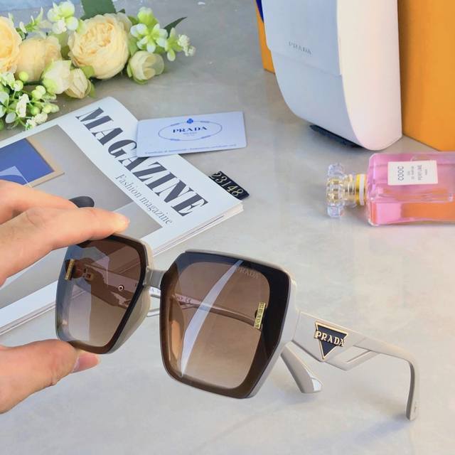 Prad* Korean-Style Influencer Square Large Frame Sunglasses, High-End, Instagram