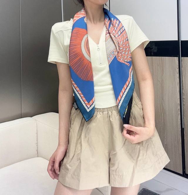 Herm S ~~ Elegant Shoulder Strap 90Cm Double-Sided Square Scarf 18Mm Top-Quality