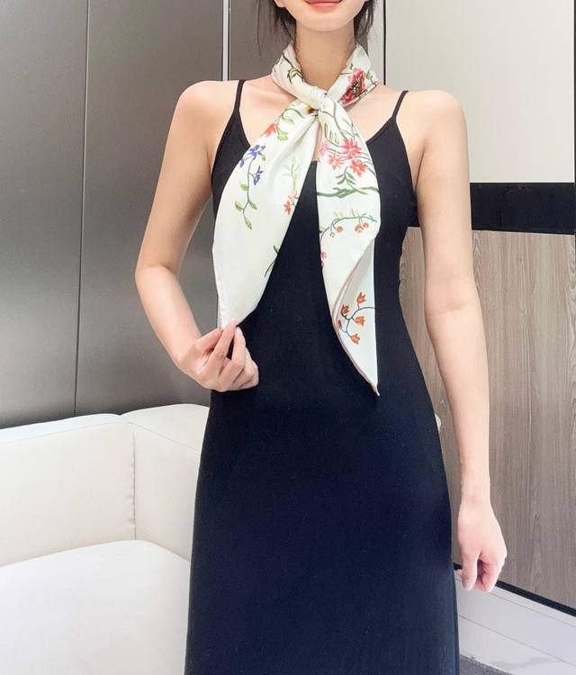 Dior's Latest Flagship Silk Square Scarf From The Floral Series, Perfect For Bot