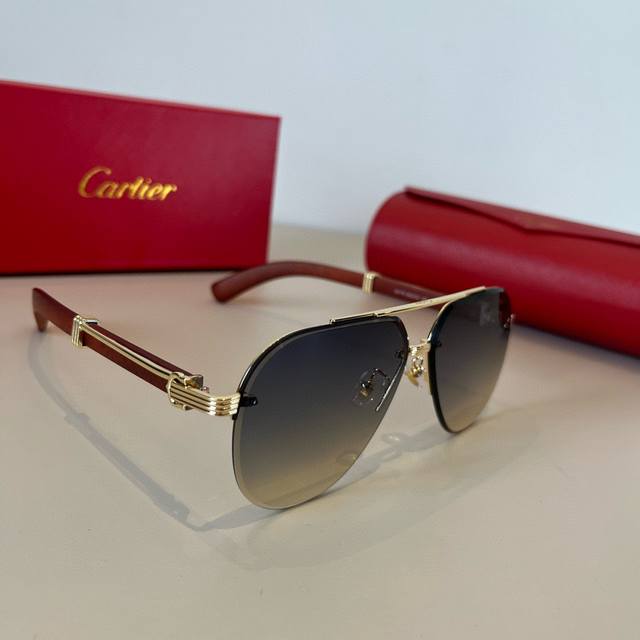Cartier Men's Official Website 1:1 Large Frog-Shaped Sunglasses, High-End And El