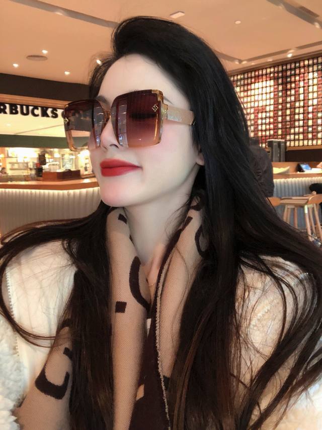 Lv Oversized Frame Sunglasses Classic Square Frame Design, Flattering For All Fa