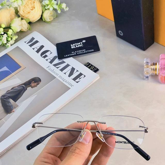Mont Blan* Ultra-Light Metal Frameless Near-Sighted Frame Fashionable, Trendy, L