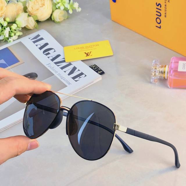 Louis Vuitto*Retro Pilot Sunglasses For Men And Women, High-Fashion Street Style