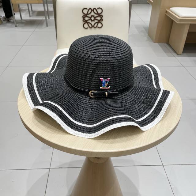 Lv Louis Vuitton New Straw Hat, Round-Top Hat, Head Circumference 57Cm