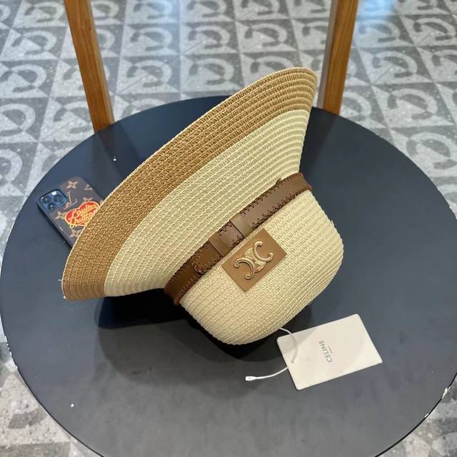 Celine New-Style Straw-Woven Sun Hat, Beach-Style, Simple And Elegant, Versatile