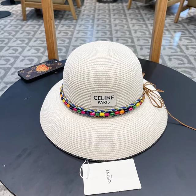 Celine's New Straw Sun Hat, Beach Style, Simple And Elegant, Versatile Piece. Pe