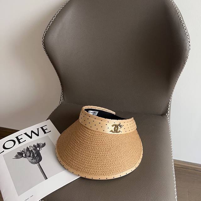Special Dust Bag Chanel 2025 New Arrival Polka Dot Mini Chanel Sun Hat With Open