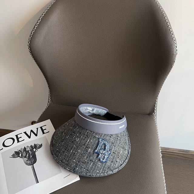 Special Dust Bag Included Dior 2025 New Arrival Tweed Vacation Sun Hat With Open