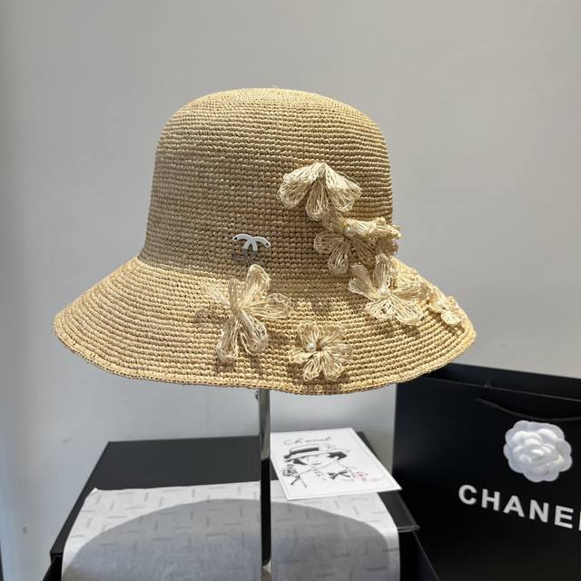Chanel New Raffia Straw Hat, Hand-Crocheted, Lantern-Shaped, Super Intricate, He