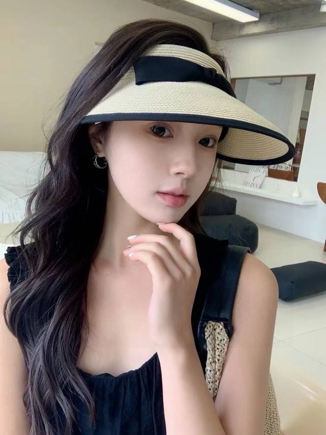 Chanel Chanel Bow Sun Hat, Open-Top Straw Hat, Adjustable