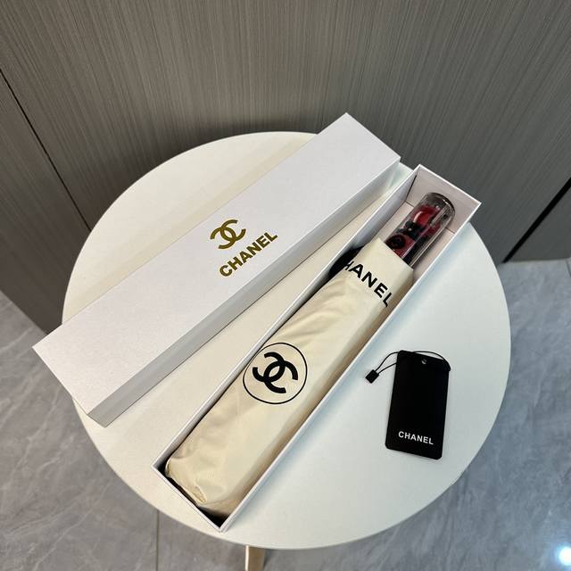 Chanel Transparent Umbrella Handle, Summer New Arrival, Fully Automatic Folding
