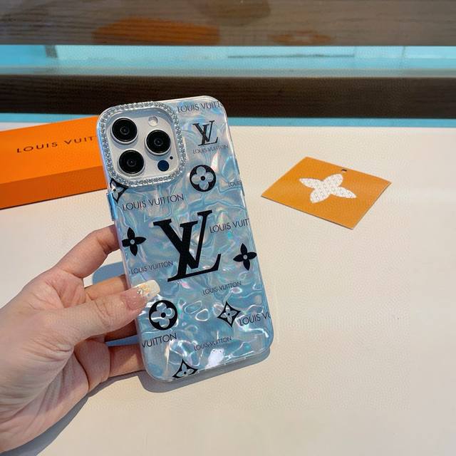 New Arrival Lv Phone Case With Water Ripple Shell Pattern Imd Full-Coverage Edge
