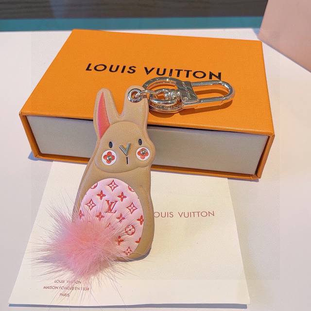 Lv Small Rabbit Keychain With Mink Fur Rabbit Tail Lv Bag Accessory And Keychain