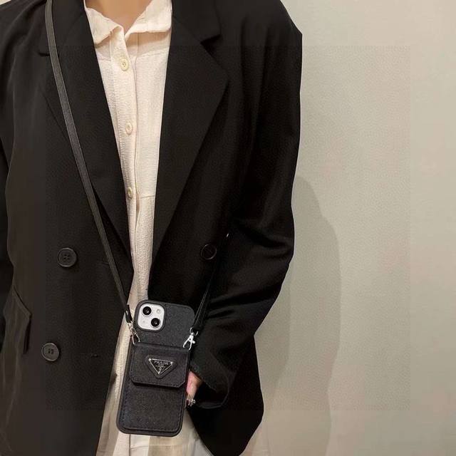 Prada Crossbody Card Case Phone Case, Full-Coverage Material, Wallet-Style Card