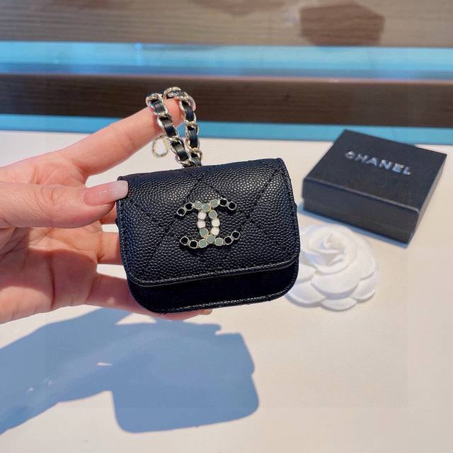 Chanel Official 1:1 Earphone Case Made With Authentic Caviar-Textured Leather, E