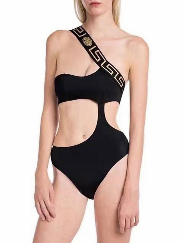 Versace* New Medusa-Inspired Sexy Waist-Cutout, Off-The-Shoulder One-Piece Swims