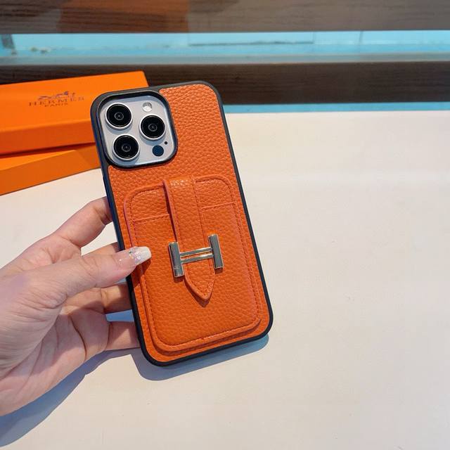 New Arrival: Herm S Phone Case, Official Website Synchronized, Lychee-Textured L