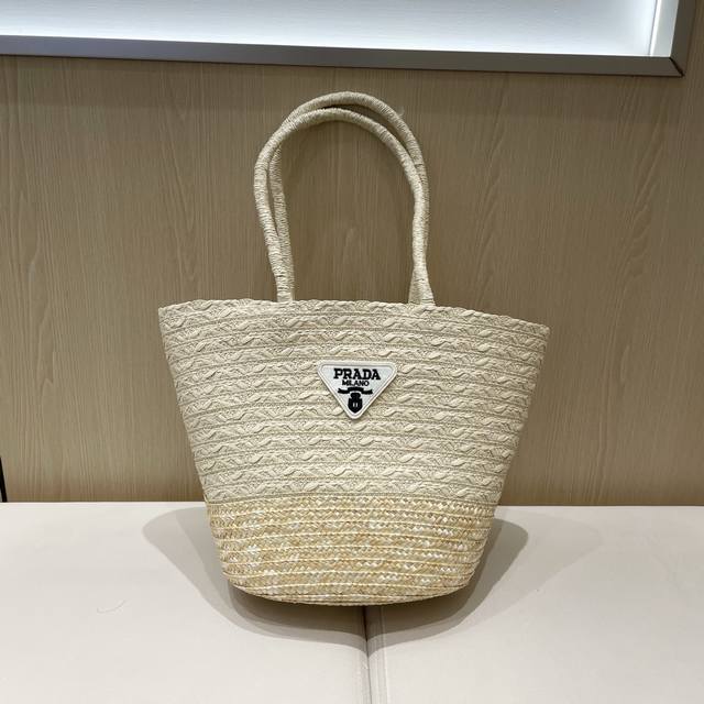 Prada U-Bag Basket Woven Bag For Women 2025 Summer Beach Vacation Straw Woven Ba