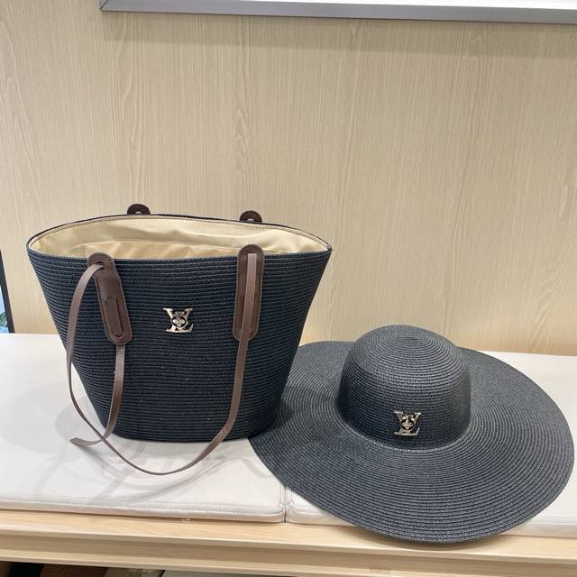 Louis Vuitton Baseball Cap Louis Vuitton New Straw-Woven Hat Bag Set Beach Resor