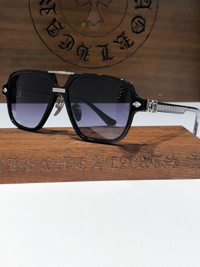 New-Style Sunglasses American Retro Double-Bridge Chrome Heart Acetate Large Fra