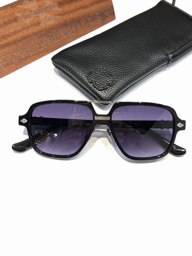 New-Style Sunglasses, American Retro Double-Bridge Design, Chrome Heart, Large F