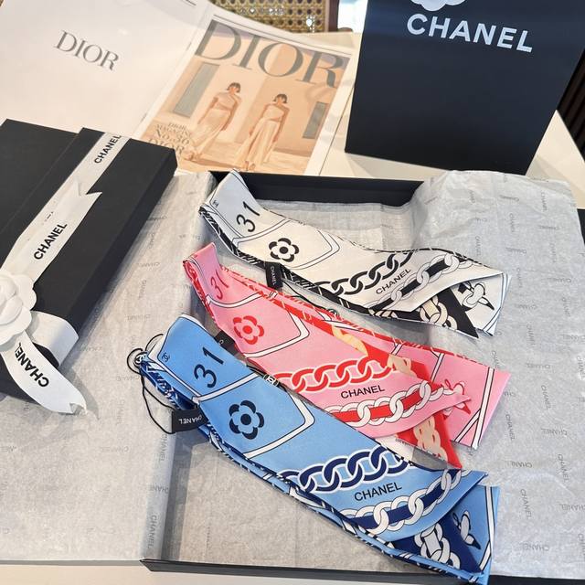 Chanel Twilly Mini Silk Scarf Is Here! Featuring Chanel's Iconic Cartoon Letters