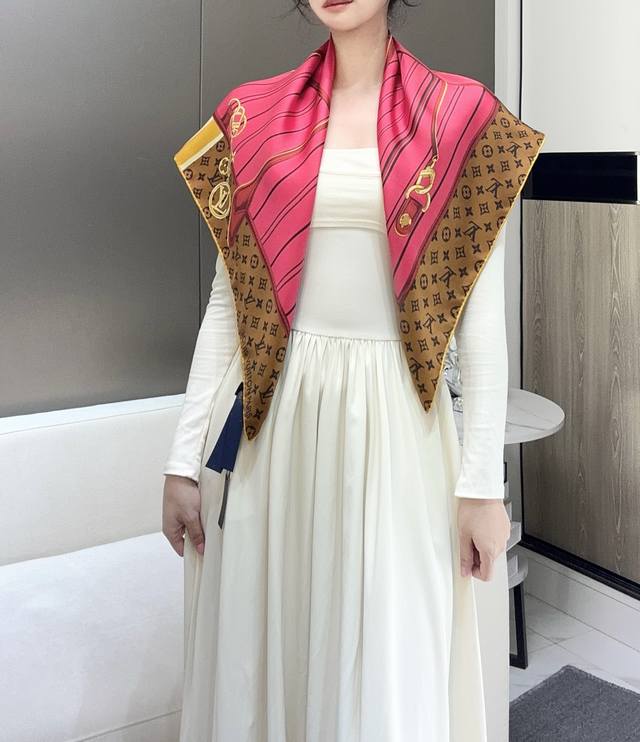 Louis Vuitton 90 Square Scarf, Made From The Finest 16-Momme Mulberry Silk, Soft