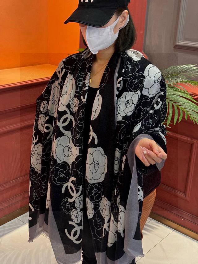 New Cashmere Design, New Small Chanel Camellia Long Scarf ~ Super Flattering! Hi