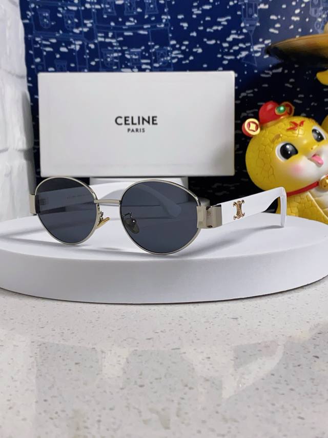Celine 2025 New Arrival Trendy Oval Triumph Arch Ins-Style Retro Fashion Sunglas