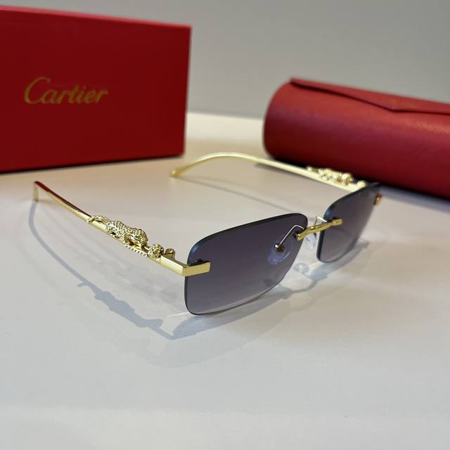 Cartier Precious Sunglasses Metal Frame Pc Temples, Frameless, Ultra-Lightweight