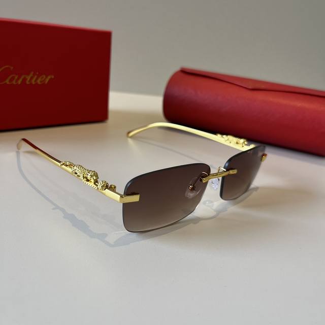 Cartier Precious Sunglasses Metal Frame Pc Temples, Frameless, Ultra-Lightweight