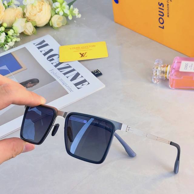 Louis Vuitton* 2025 New Black Polarized Men's Sunglasses, Fashionable Uv Protect
