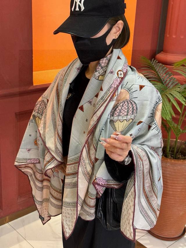 Double-Sided Same Color, Original Single Piece, 140Cm Silk Scarf, Hot Air Balloo