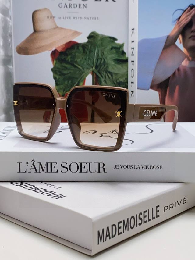 Celine 2025 New Korean-Style Large Frame Round Face Uv-Protective Sunglasses For