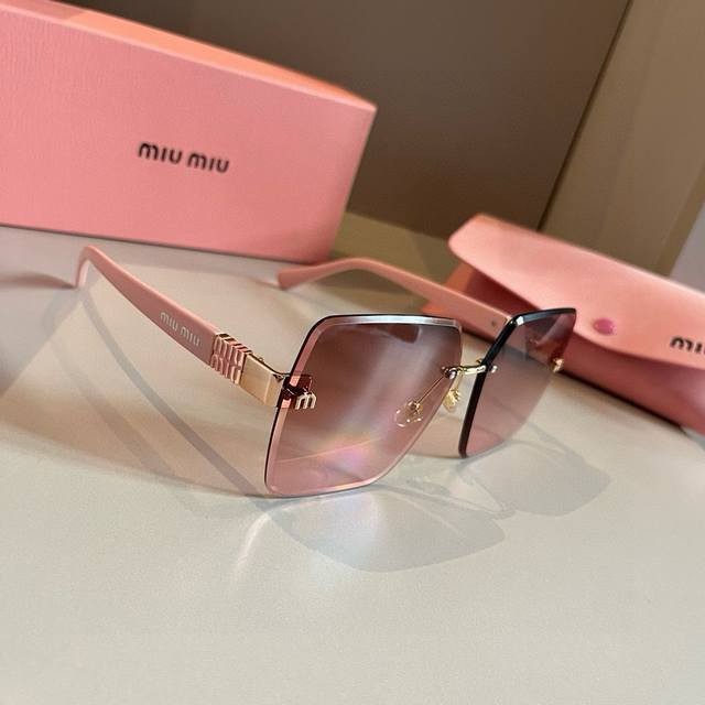 Miu Miu New-Style Sunglasses, High-End Frameless Sunglasses For Women With Uv Pr
