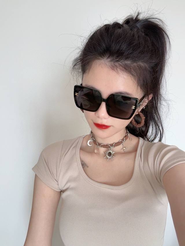 Chanel Oversized Frame Sunglasses Classic Square Frame Design, Flattering For Al