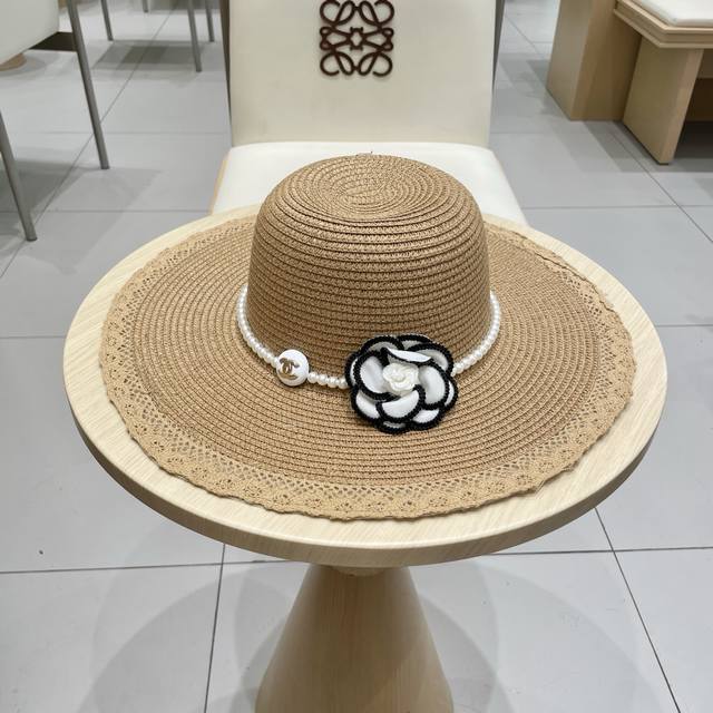 Chanel New Straw Hat, Lady-Like Style, Head Circumference 57Cm