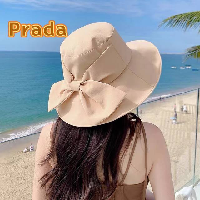 Prada Japanese-Style New Sun-Protective Fishing Hat For Women, Spring And Summer