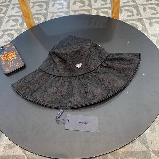 Prada Wide-Brimmed Sun Hat For Women, Summer, Soft And Foldable Fishing Hat With