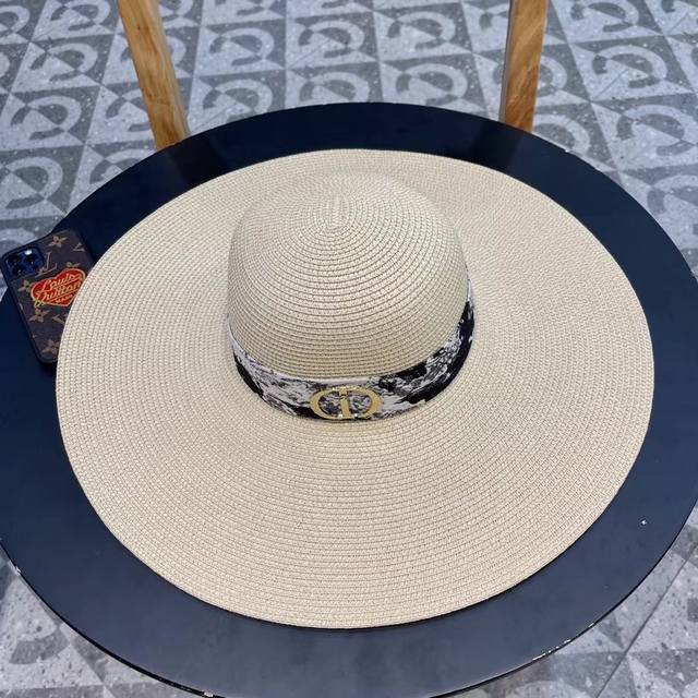 Dior Straw Hat, New Style Round Wide-Brimmed Straw Hat, Exquisite Craftsmanship,