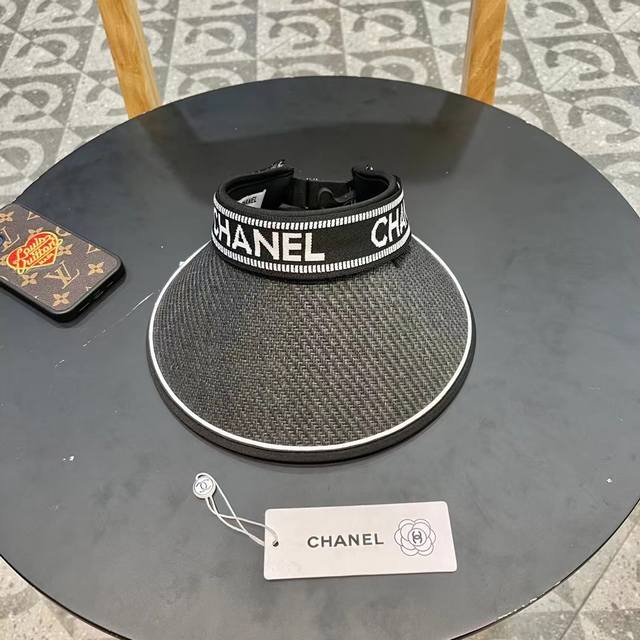 Chanel Sun Hat, Open-Top Straw Hat, Adjustable