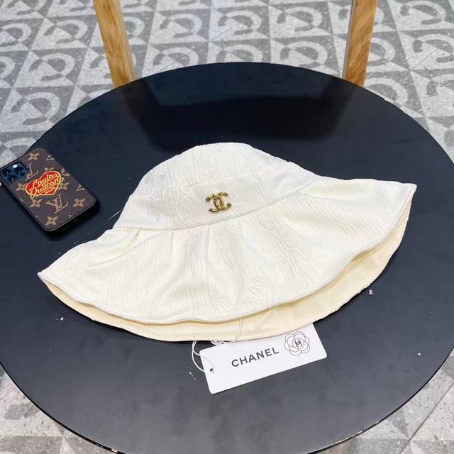 Chanel Chinese-Style Fabric Sun Hat, Bow-Top Fisherman's Hat, Simple And Versati