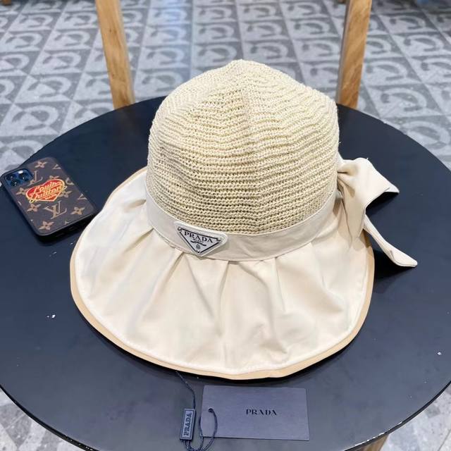 Prada Black Vinyl Hat For Women, Spring/Summer Travel, Uv Protection, Sun Hat Wi