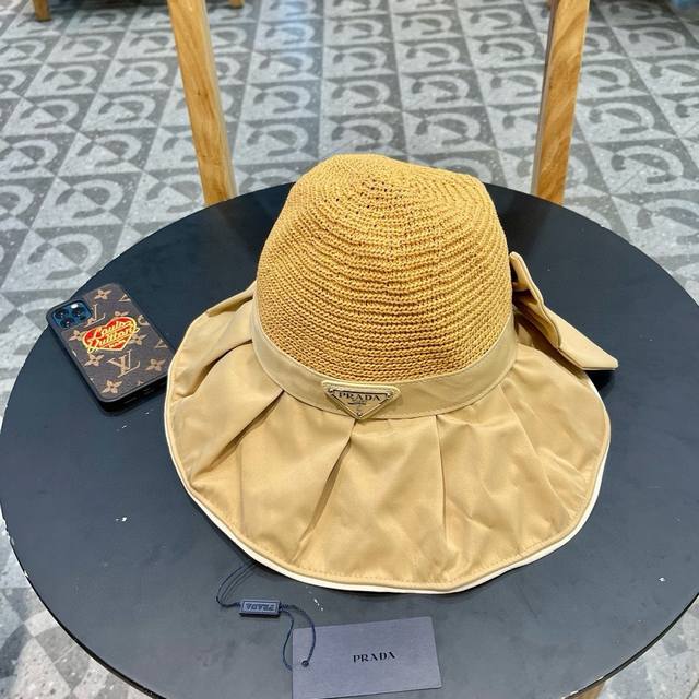 Prada Black Vinyl Hat For Women, Spring/Summer Travel, Uv Protection, Sun Hat Wi