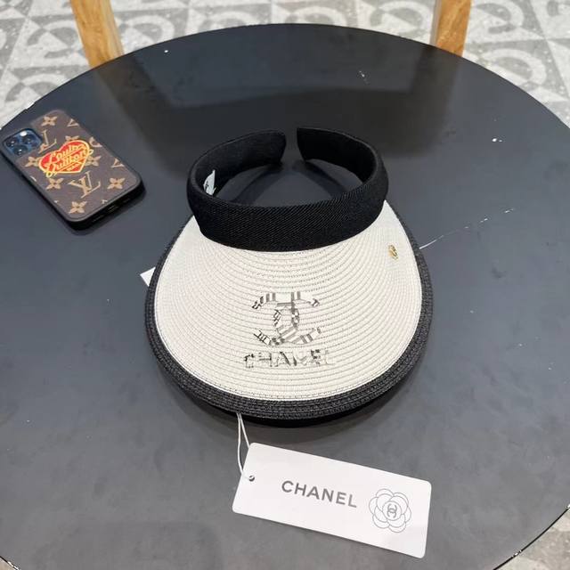 Chanel-Style Women's Summer Straw Hat For Sun Protection, Beach Outings, Face Co
