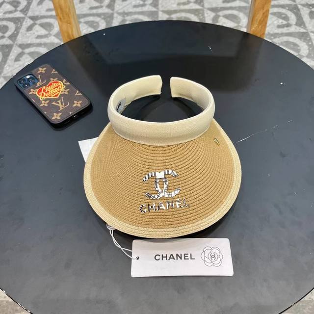 Chanel Women's Summer Straw Hat, Sun Protection, Beach Outings, Face Covering, U
