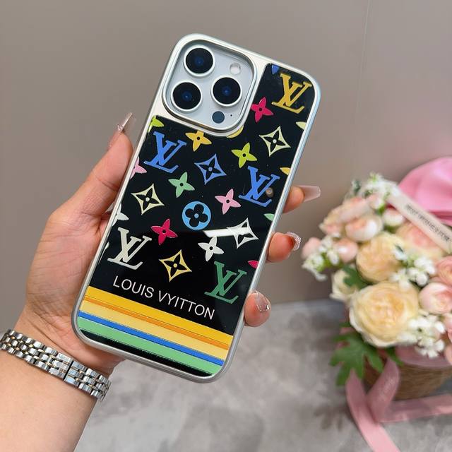Lv New Phone Case Newgilded Glass Case Electroplated Glass Magnetic Phone Case M