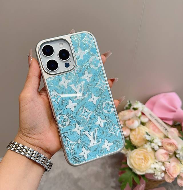 Lv New Phone Case, New Process Gold-Plated Glass Case, Electroplated Glass Magne
