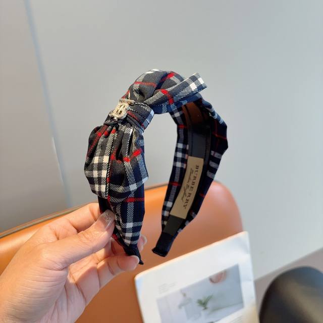 With Packaging Burberry New Butterfly Bow Hairband, Custom Fabric, All Details P