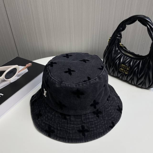 Lv Louis Vuitton Official Website High-End Version New Denim Fisherman's Hat Wit